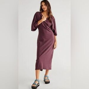 Free People FP Beach Skylar Boho Lagenlook Maxi Dress in Plum Size Small